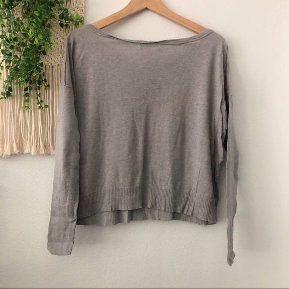 TROUVE Cropped Long Sleeve Lightweight Sweater - Picture 3 of 3